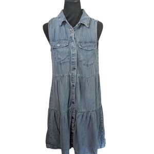 Velvet Heart Sleeveless Tiered Denim Tencel Dress M